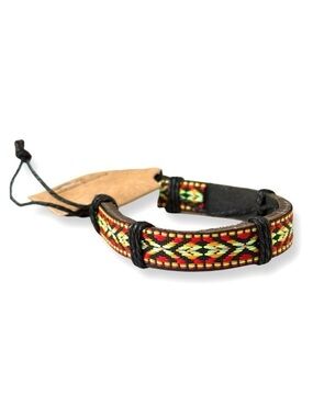 ⭐️ 5 for $25 Leather Aztec Geometric Print Adjustable Band Bracelet